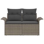 vidaXL Sofa de jardin 2 places avec rangement et coussins gris en poly rattan