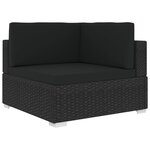 vidaXL Chaise d'angle 1 pc et coussins Résine tressée Noir