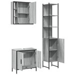 vidaXL Ensemble d'armoires de salle de bain 3 Pièces sonoma gris