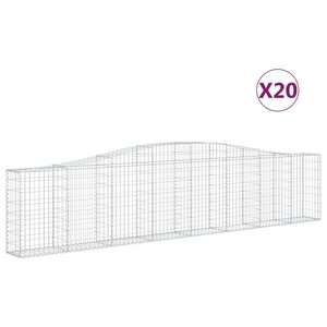 vidaXL Paniers à gabions arqués 20 Pièces 400x30x80/100 cm Fer galvanisé