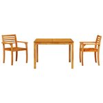 Set de jardin 3 pièces en bois massif d'acacia