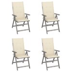 vidaXL Chaises inclinables de jardin lot de 4 et coussins Bois acacia