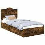 vidaXL Lit de Rangement Chêne fumé 100 x 200 cm Bois d'ingénierie