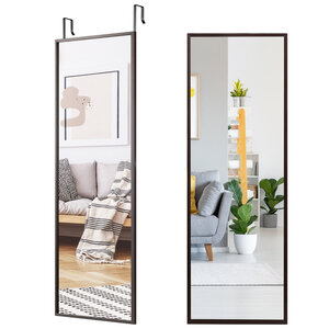 Miroir à suspendre sur porte 36 5 x 107 cm vue pleine longueur réglable moderne en MDF fer café 20_0018841