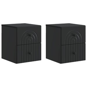 vidaXL Cabinet de chevet mural 2 pc Noir 33 x 34 5 x 40 cm