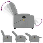 vidaXL Fauteuil inclinable de massage gris clair tissu