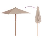 vidaXL Parasol d'extérieur avec mât en bois 150x200 cm taupe