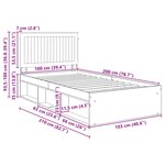 vidaXL Cadre de lit Gris Sonoma 100 x 200 cm Bois de pin massif