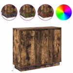 Buffet vidaXL avec éclairage LED en chêne fumé 90x32x75 cm en bois d'ingénierie