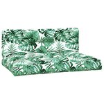 vidaXL Coussins de palette lot de 2 motif de feuilles tissu