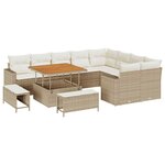 vidaXL Ensemble de canapé de jardin avec coussin 12 Pièces beige et crème