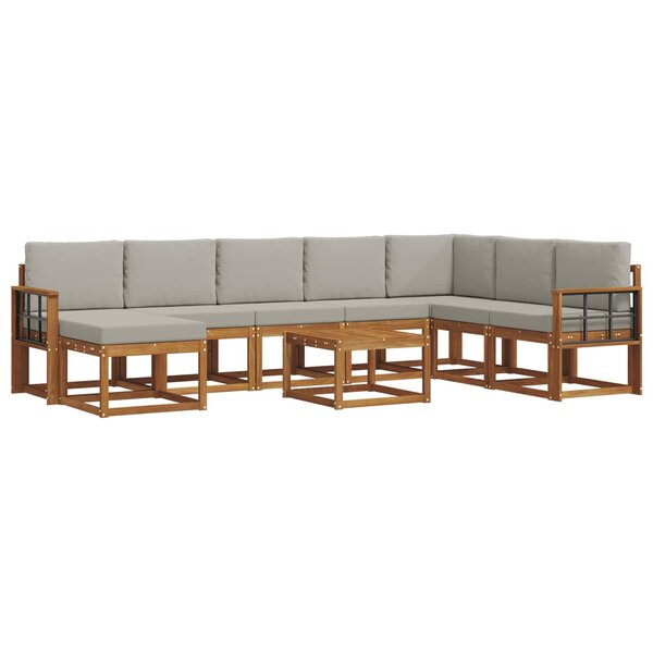 vidaXL Ensemble de canapés d'extérieur 9 pc Gris Naturel et Clair