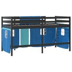 vidaXL Lit mezzanine enfants avec rideaux sans matelas bleu 90x200cm