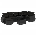 vidaXL Salon de jardin 8 Pièces avec coussins noir résine tressée