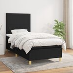 vidaXL Sommier à lattes de lit avec matelas Noir 90x190 cm Tissu