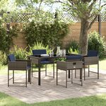 vidaXL Ensemble de salle à manger jardin 5 pièces avec coussins gris poly rotin