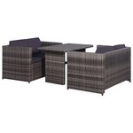 vidaXL Mobilier de bistro 3 Pièces avec coussins Résine tressée Gris