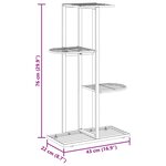 vidaXL Support pour plantes 4 niveaux 43x22x76 cm Blanc Métal