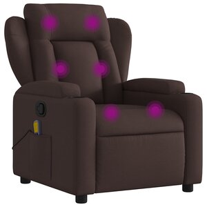 vidaXL Fauteuil de massage inclinable Marron foncé Tissu
