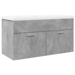 vidaXL Armoire lavabo de salle de bain avec bassin intégré gris béton