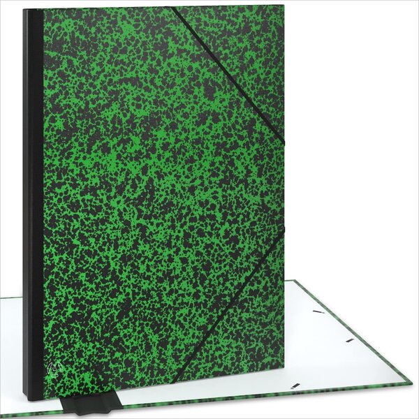 ACROPAQ Carton à dessin A2- 52 x 72 cm  XXL Grand  Avec fermeture élastique  Dos extensible pour plus d'espace- Vert-Noir