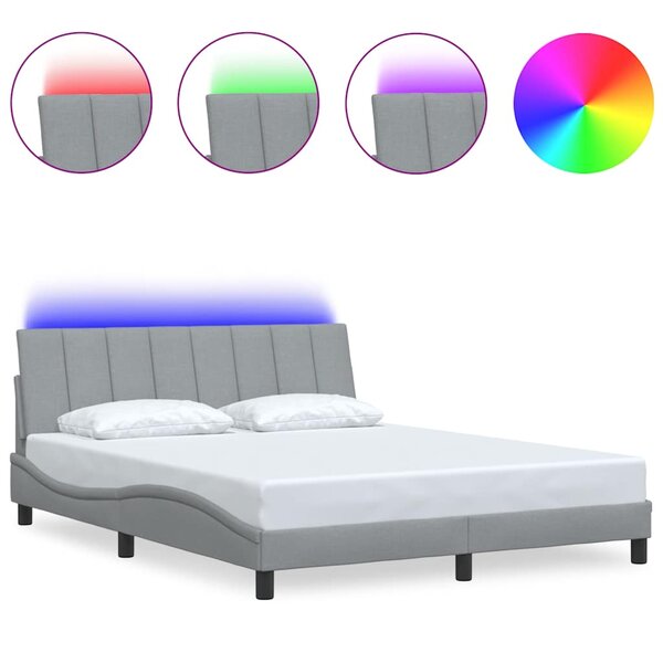 vidaXL Cadre de lit sans matelas gris clair 160x200 cm tissu