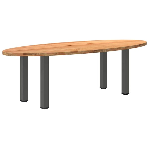 vidaXL Table à manger marron clair bois de chêne massif ovale