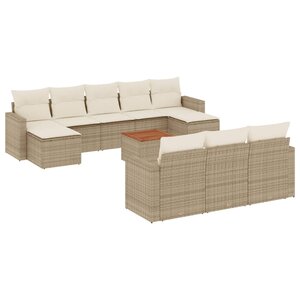 vidaXL Salon de jardin 11 Pièces avec coussins beige résine tressée