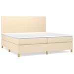 vidaXL Sommier à lattes de lit avec matelas Crème 200x200 cm Tissu