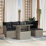 vidaXL Salon de jardin 6 Pièces avec coussins gris clair résine tressée