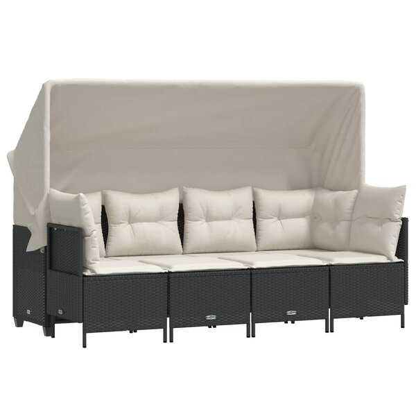 vidaXL Salon de jardin 5 Pièces avec coussins noir résine tressée