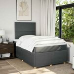 vidaXL Sommier à lattes de lit avec matelas gris foncé 120x190cm tissu