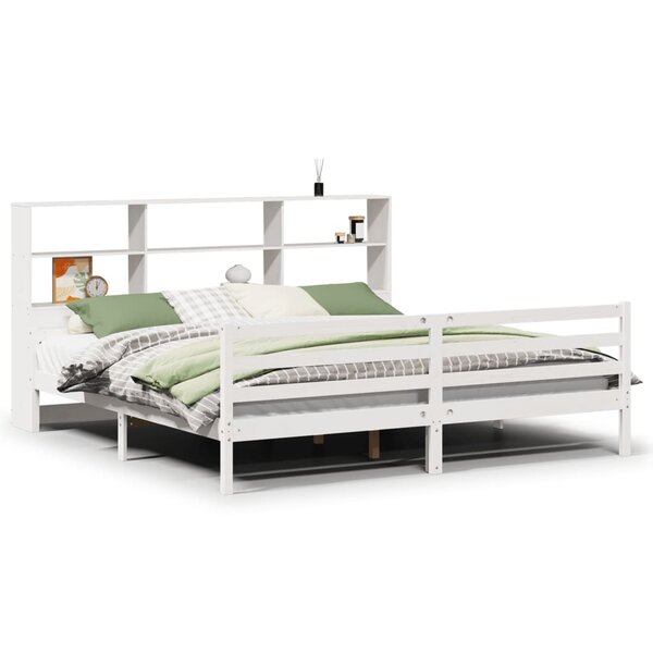 vidaXL Lit bibliothèque sans matelas blanc 180x200 cm bois pin massif