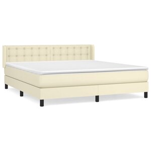 vidaXL Lit à sommier tapissier avec matelas Crème 180x200cm Similicuir