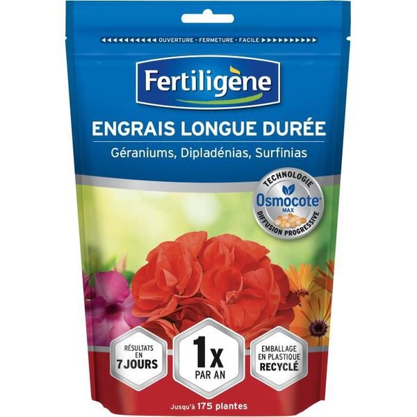 FERTILIGeNE - Engrais Longue durée Osmocote max Géraniums, Dipladénias, Surfinias 700g
