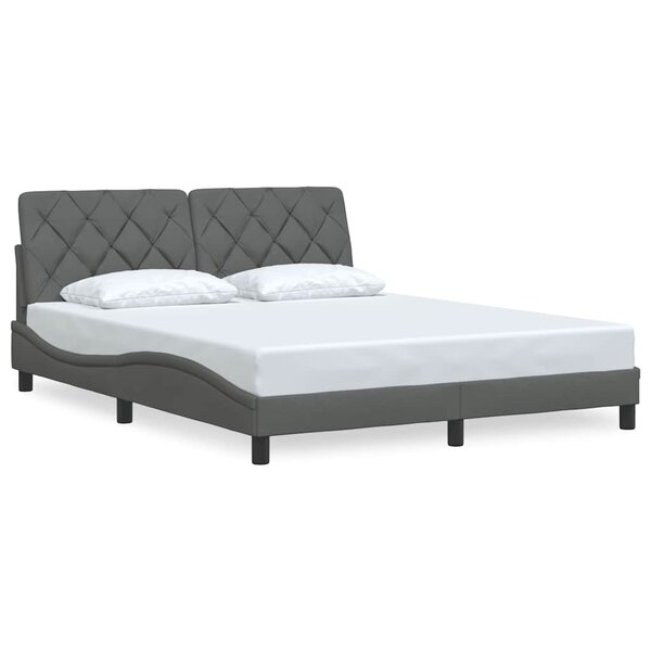 vidaXL Cadre de lit sans matelas gris foncé 160x200 cm tissu