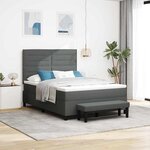 vidaXL Lit à ressorts avec matelas Gris foncé 160 x 200 cm tissu