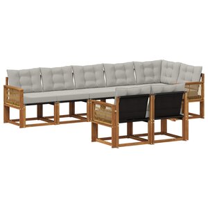 vidaXL Ensemble de canapés d'extérieur 8 pc Naturel et gris clair