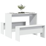 vidaXL Ensemble table à manger et bancs 3Pièces blanc bois d'ingénierie
