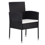 vidaXL Set de repas de jardin 5 pièces avec coussins en rattan polyester noir