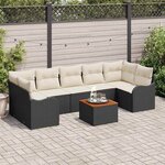 vidaXL Ensemble de canapé de jardin 8 Pièces Noir Poly rotin