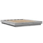 vidaXL Cadre de lit et lumières LED sans matelas sonoma gris 150x200cm