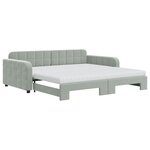vidaXL Lit de jour et gigogne et matelas gris clair 100x200 cm velours