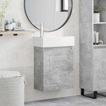vidaXL Meuble de salle de bain avec robinet Gris béton