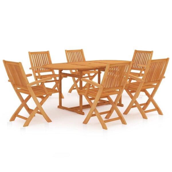 vidaXL Ensemble à manger de jardin 7 Pièces Bois de teck massif