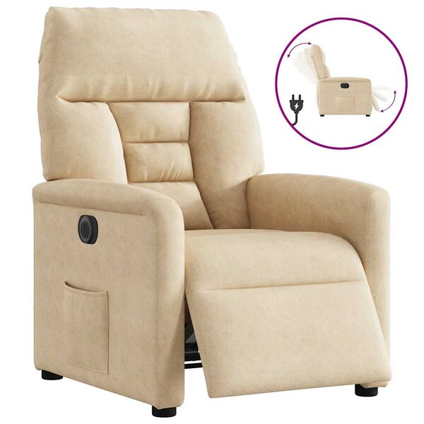 vidaXL Fauteuil inclinable électrique crème tissu microfibre