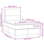 vidaXL Sommier à lattes de lit matelas et LED crème 120x190 cm tissu