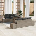 vidaXL Ensemble de 7 canapés de jardin avec coussins gris poly rattan