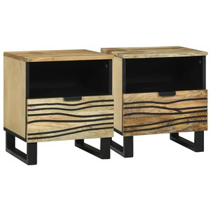 vidaXL Cabinet de chevet avec tiroir 2 Pièces Marron 40 x 33 x 46 cm