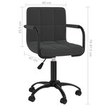 vidaXL Chaise pivotante de bureau Noir Velours